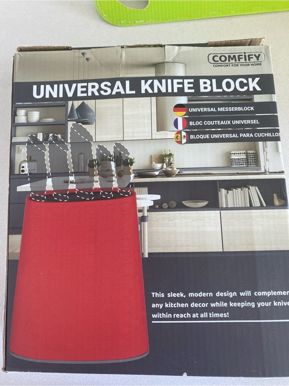 Comfify Red Universal Knife Block - Magnetic Storage Organizer